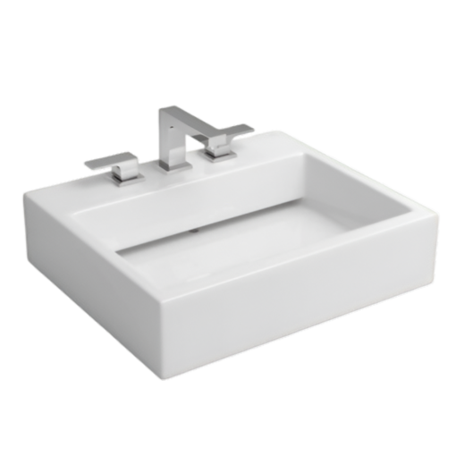 Imagen de Lavatorio rectangular con válvula oculta blanco DECA