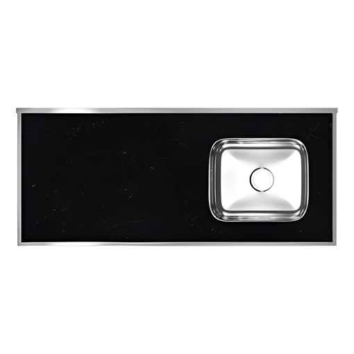 Imagen de Mesada con pileta simple der laminada negra 1.20 FORMINOX
